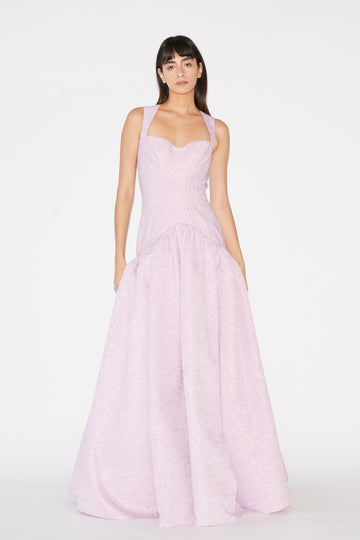 IZZY GOWN PURPLE CLOQUE