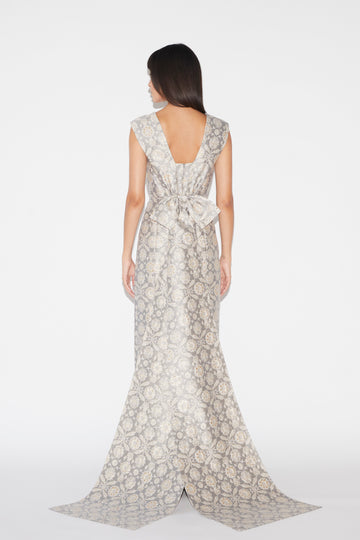 PATSY GOWN GREY JACQUARD