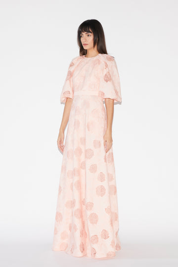 AGATA GOWN PINK EMBROIDERED COTTON