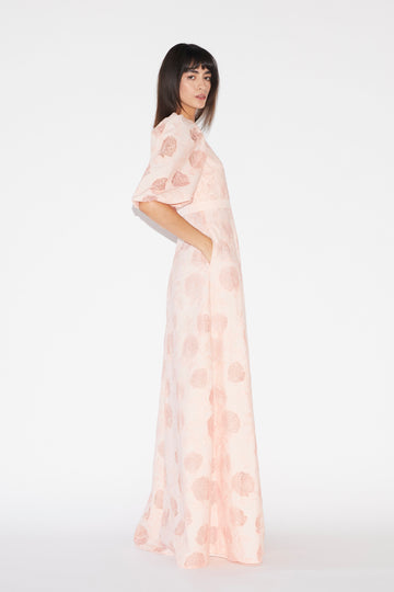 AGATA GOWN PINK EMBROIDERED COTTON