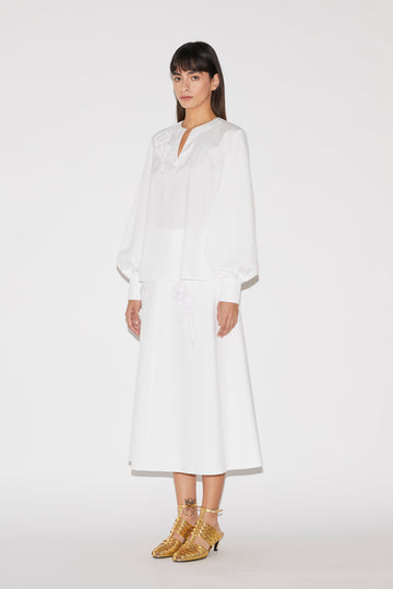 OTTAVIA SKIRT WHITE COTTON POPLIN
