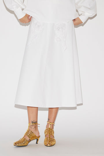 OTTAVIA SKIRT WHITE COTTON POPLIN