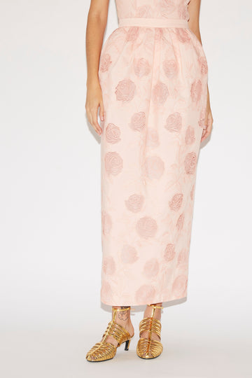 RANYA SKIRT PINK EMBROIDERED COTTON