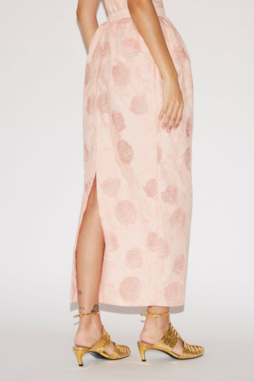 RANYA SKIRT PINK EMBROIDERED COTTON