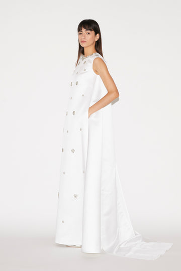 AMORET GOWN WHITE EMBRODIERED DUCHESSE