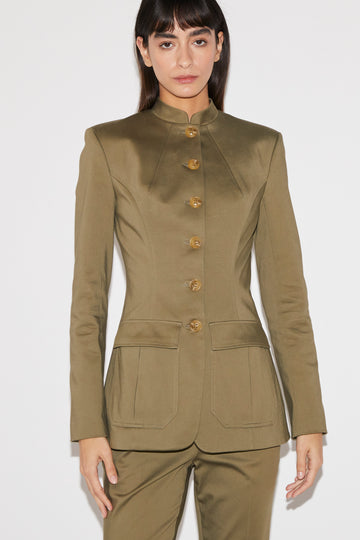 KENTHA JACKET OLIVE STRETCH COTTON