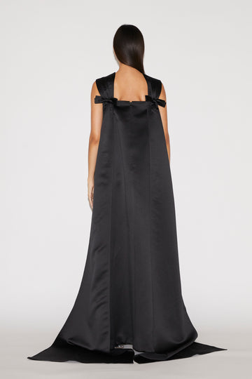 AMORET GOWN BLACK EMBRODIERED DUCHESSE