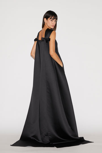 AMORET GOWN BLACK EMBRODIERED DUCHESSE