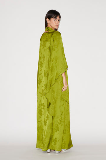 SALINA DRESS GREEN SATIN JACQUARD