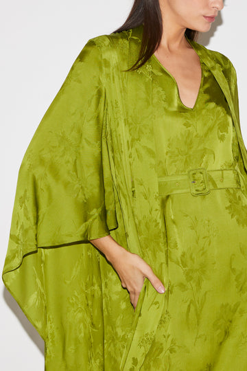 SALINA DRESS GREEN SATIN JACQUARD