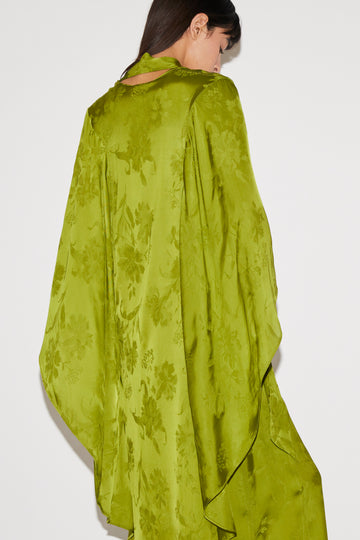 SALINA DRESS GREEN SATIN JACQUARD