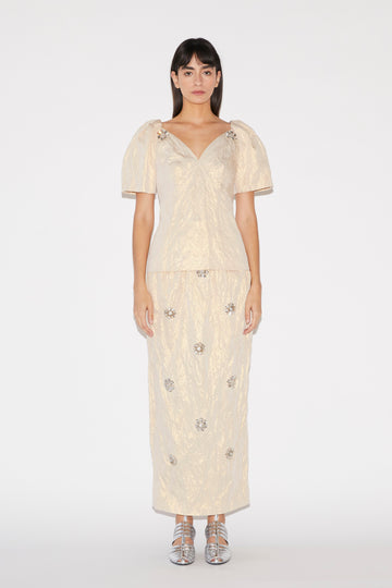 RANYA SKIRT GOLD COTTON LUREX