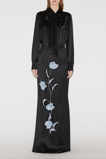 LUCILLE SKIRT BLACK SATIN