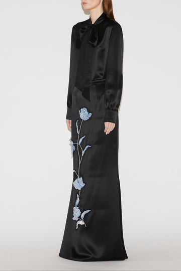 LUCILLE SKIRT BLACK SATIN