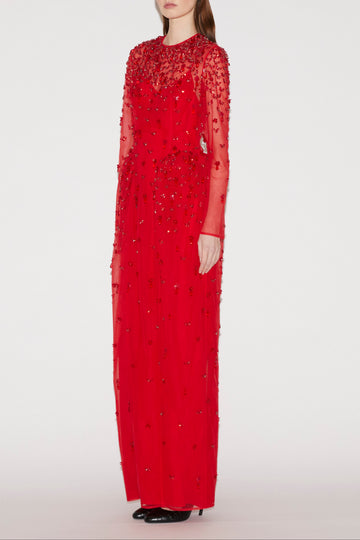 CHRISTINA GOWN RED EMBROIDERY