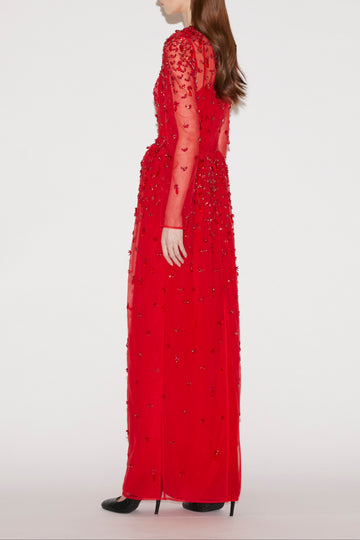 CHRISTINA GOWN RED EMBROIDERY