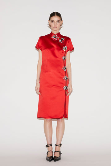 MANON DRESS RED SATIN