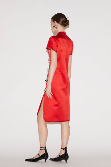 MANON DRESS RED SATIN
