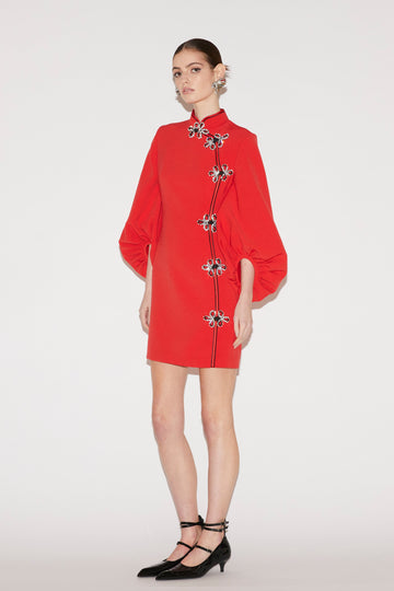 MING DRESS RED CREPE