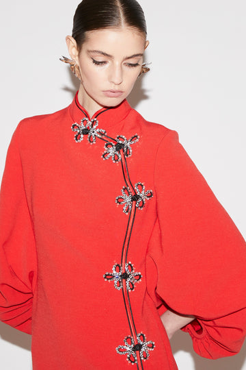 MING DRESS RED CREPE