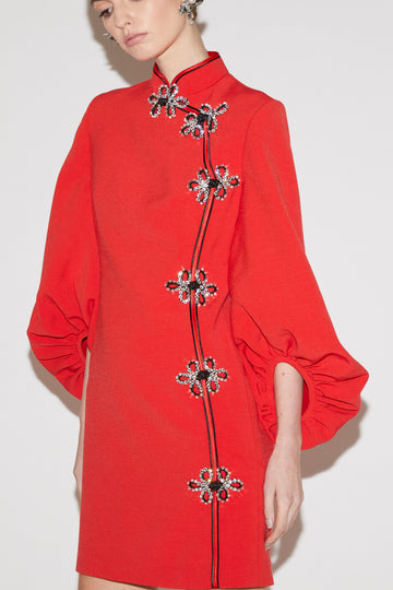 MING DRESS RED CREPE