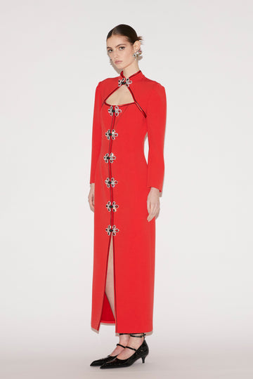 TAO DRESS RED EMBELLISHED CREPE