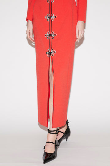 TAO DRESS RED EMBELLISHED CREPE
