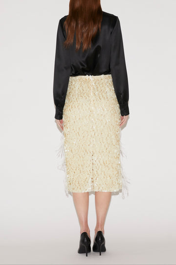 VANIA MIDI SKIRT IVORY SEQUINED