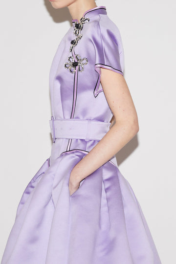 HUANG DRESS LILAC SATIN