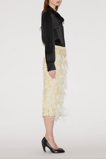 VANIA MIDI SKIRT IVORY SEQUINED