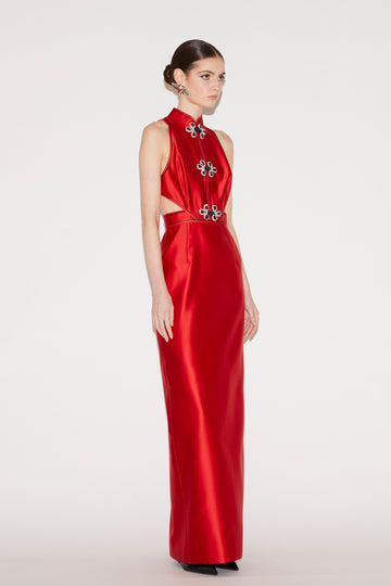 LEILA GOWN RED SATIN