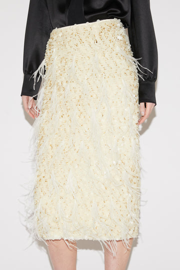 VANIA MIDI SKIRT IVORY SEQUINED