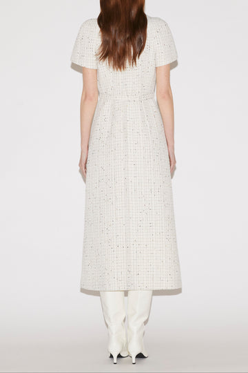 GENEVIEVE MIDI DRESS WHITE TWEED