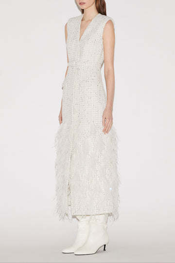HANA MIDI DRESS WHITE TWEED