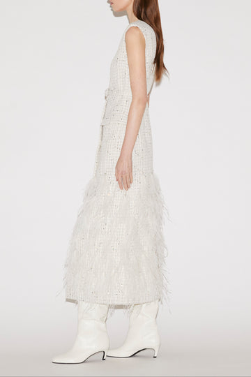 HANA MIDI DRESS WHITE TWEED