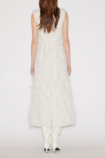 HANA MIDI DRESS WHITE TWEED