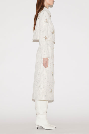 EVELINA MIDI SKIRT WHITE TWEED