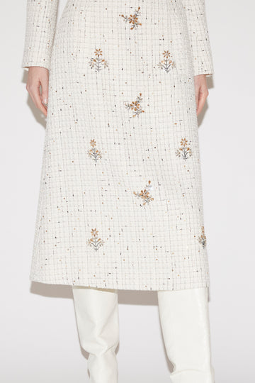 EVELINA MIDI SKIRT WHITE TWEED