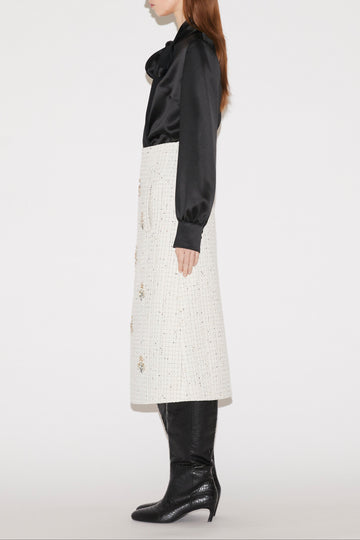 EVELINA MIDI SKIRT WHITE TWEED