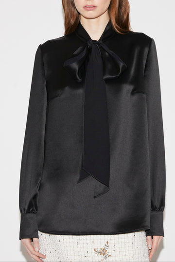 JUNE TOP BLACK SATIN