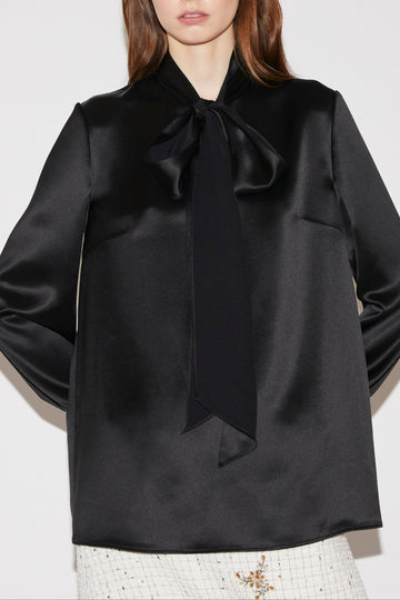 JUNE TOP BLACK SATIN