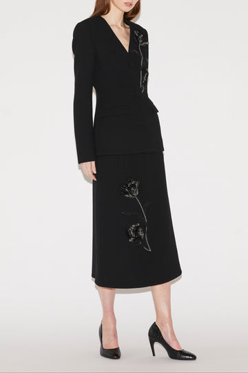 EVELINA MIDI SKIRT BLACK WOOL