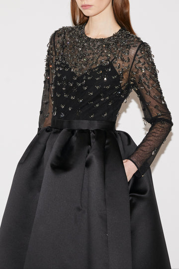 ELOISE MIDI DRESS BLACK DOUCHESSE