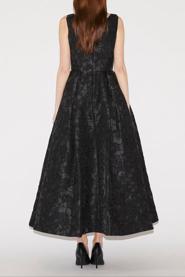 OMAYA MIDI DRESS BLACK CLOQUE