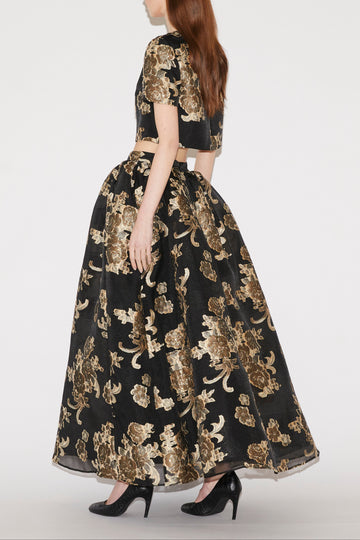 MIRIAM MIDI SKIRT BLACK AND GOLD FIL COUPE