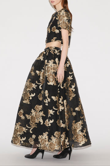 MIRIAM MIDI SKIRT BLACK AND GOLD FIL COUPE