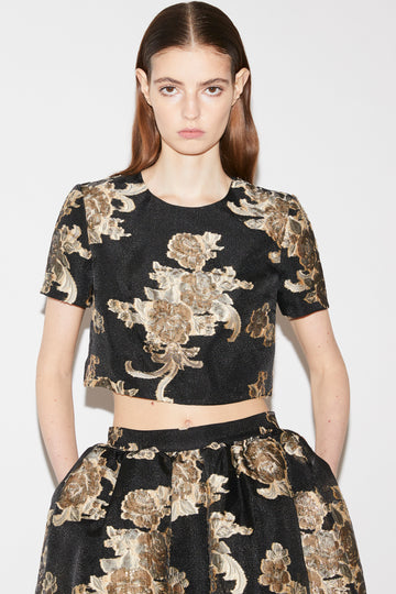 ANGIE TOP BLACK AND GOLD FIL COUPE