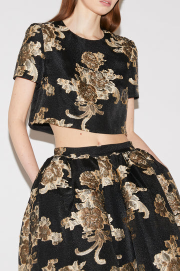 ANGIE TOP BLACK AND GOLD FIL COUPE