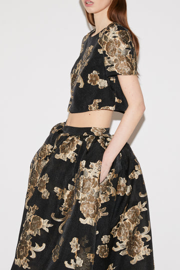 ANGIE TOP BLACK AND GOLD FIL COUPE