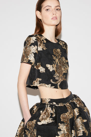ANGIE TOP BLACK AND GOLD FIL COUPE